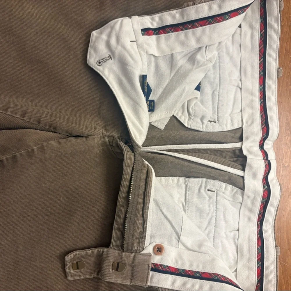 Men's Polo 34-34 flat front Corduroy Pants in Taupe